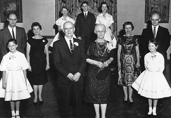 E.B. and Lora Lemon pose with family members at their golden anniversary celebration in 1961.